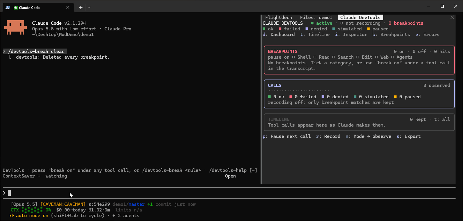 Demo recording of claude-devtools-mod running inside Claude Code.